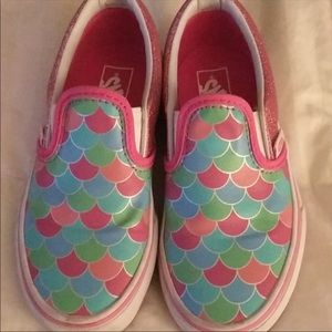 Girls size 12.5 mermaid slip on vans